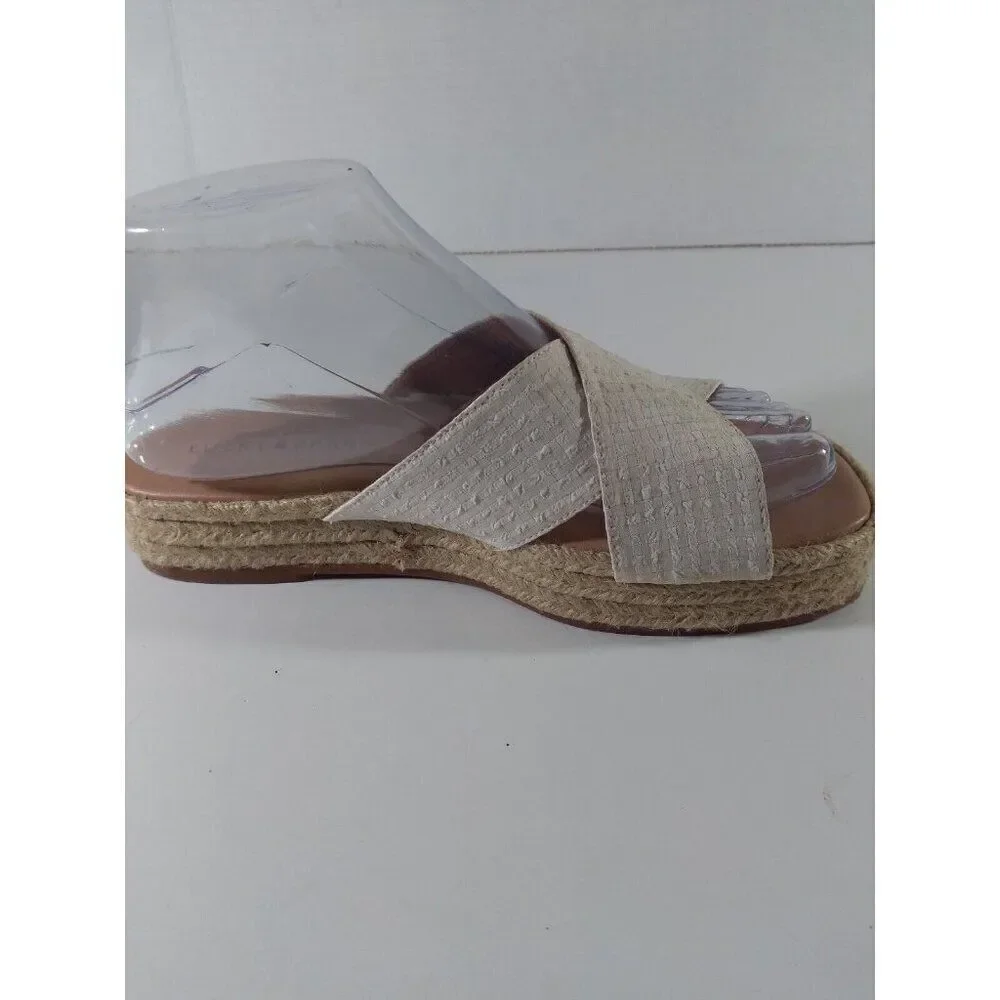Lucky Brand Espadrille Sandals Tan Fabric Sz 7 M